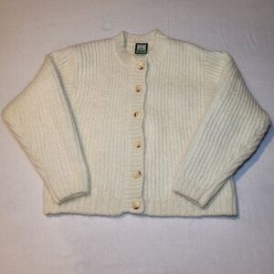 Vintage Mohair Blend Cream Cardigan Medium Neutral Classic